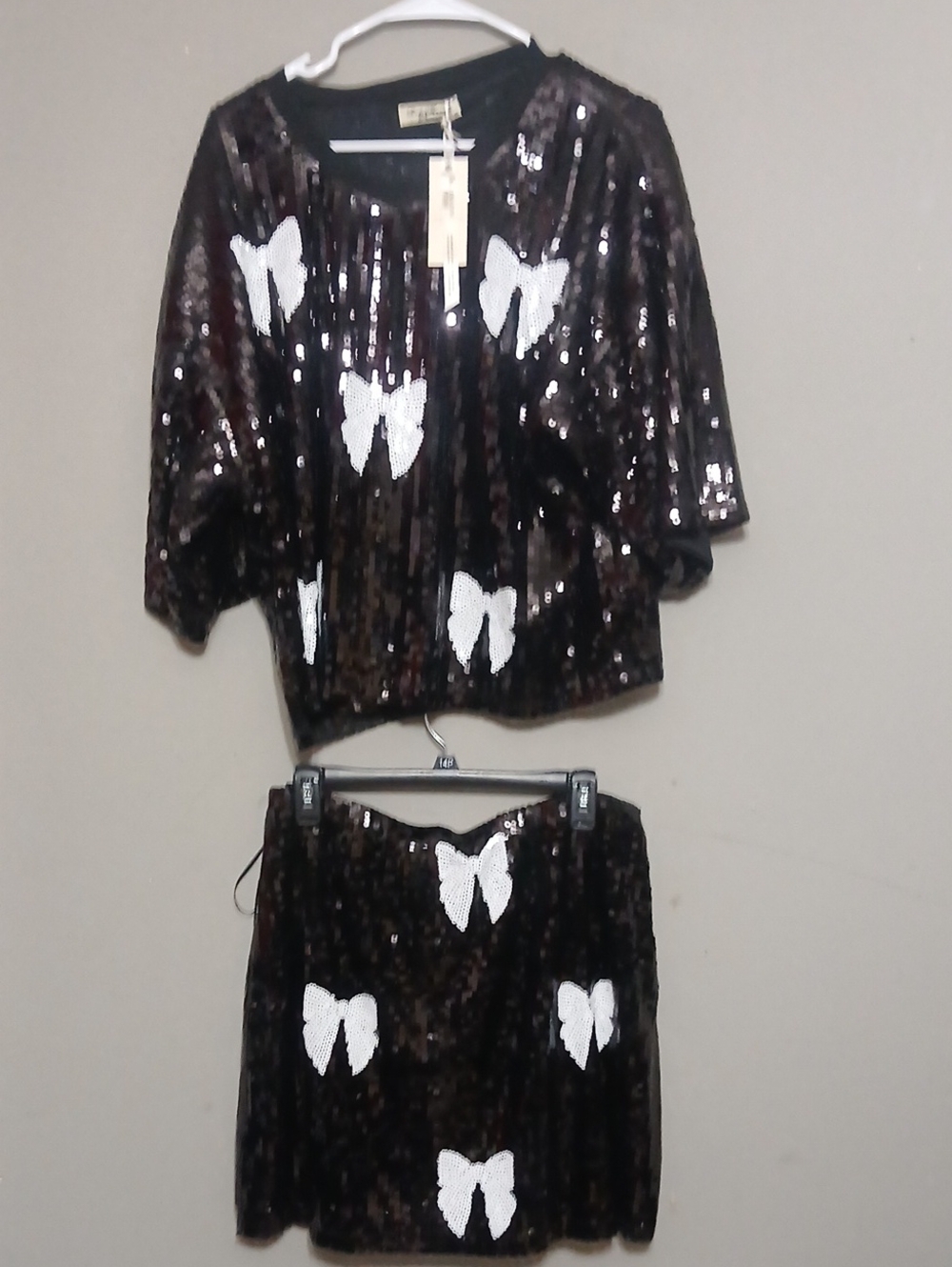 Sequin Butterfly Skirt Set